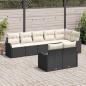 Preview: 8-teiliges Garten Sofa Set mit Kissen Schwarz Poly Rattan, 2-Sitzer Garten Sofa mit Kissen Schwarz Poly Rattan