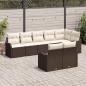 Preview: 8-teiliges Garten Sofa Set mit Kissen Braun Poly Rattan, 2-Sitzer Garten Sofa mit Kissen Braun Poly Rattan