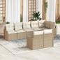 Preview: ARDEBO.de - 8-teiliges Garten-Sofa-Set mit Kissen in beige Poly-Rattan, 2-Sitzer Garten-Sofa mit Kissen in beige Poly-Rattan