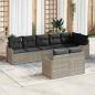 Preview: ARDEBO.de - 8-teiliges Garten Sofa Set mit Kissen Hellgrau Poly Rattan, 2-Sitzer Garten Sofa mit Kissen Hellgrau Poly Rattan