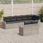 Preview: 8-teiliges Garten Sofa Set mit Kissen Hellgrau Poly Rattan, 2-Sitzer Garten Sofa mit Kissen Hellgrau Poly Rattan
