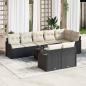 Preview: ARDEBO.de - 8-teiliges Garten Sofa Set mit Kissen Braun Poly-Rattan, 2-Sitzer Garten Sofa mit Kissen Schwarz Poly-Rattan