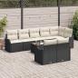 Preview: 8-teiliges Garten Sofa Set mit Kissen Braun Poly-Rattan, 2-Sitzer Garten Sofa mit Kissen Schwarz Poly-Rattan