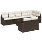 Preview: 8-teiliges Gartensofaset mit Kissen Grau Poly Rattan, 2-Sitzer Gartensofa mit Kissen Braun Poly Rattan