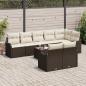 Preview: 8-teiliges Gartensofaset mit Kissen Grau Poly Rattan, 2-Sitzer Gartensofa mit Kissen Braun Poly Rattan