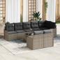 Preview: ARDEBO.de - 8-teiliges Gartensofa-Set mit Kissen Schwarz Poly-Rattan, 2-Sitzer Gartensofa mit Kissen Grau Poly-Rattan