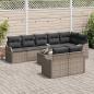 Preview: 8-teiliges Gartensofa-Set mit Kissen Schwarz Poly-Rattan, 2-Sitzer Gartensofa mit Kissen Grau Poly-Rattan