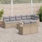 Preview: 9-teiliges Gartensofa Set mit Kissen Schwarzes Poly Rattan, 2-Sitzer Gartensofa mit Kissen Beiges Poly Rattan