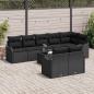 Preview: 9-Teiliges Gartensofa-Set mit Kissen Beige Poly-Rattan, 2-Sitzer Gartensofa mit Kissen Schwarz Poly-Rattan
