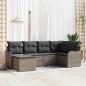 Preview: ARDEBO.de - 6-teiliges Garten Sofa Set mit Kissen Grau Poly Rattan, 2-Sitzer Garten Sofa mit Kissen Grau Poly Rattan