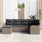 Preview: 6-teiliges Garten Sofa Set mit Kissen Grau Poly Rattan, 2-Sitzer Garten Sofa mit Kissen Grau Poly Rattan