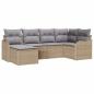 Preview: 6-teiliges Garten Sofa Set mit Kissen Beige Poly Rattan, 2-Sitzer Garten Sofa mit Kissen Beige Poly Rattan