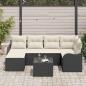 Preview: 6-teiliges Garten-Sofa-Couch Set mit Kissen Braunes Poly-Rattan, 2-Sitzer Garten-Sofa mit Kissen Schwarz Poly-Rattan