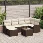 Preview: ARDEBO.de - 6-teiliges Garten Sofa Set mit Kissen Grau Poly Rattan, 2-Sitzer Garten Sofa mit Kissen Braun Poly Rattan