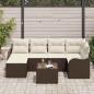 Preview: 6-teiliges Garten Sofa Set mit Kissen Grau Poly Rattan, 2-Sitzer Garten Sofa mit Kissen Braun Poly Rattan