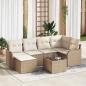 Preview: ARDEBO.de - 7-teiliges Garten-Sofa-Set mit Kissen braunes Poly-Rattan, 2-Sitzer Garten-Sofa mit Kissen beiges Poly-Rattan