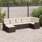 Preview: ARDEBO.de - 7-teiliges Garten Sofa Set mit Kissen Braun Poly Rattan, 2-Sitzer Garten Sofa mit Kissen Braun Poly Rattan