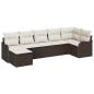 Preview: 7-teiliges Garten Sofa Set mit Kissen Braun Poly Rattan, 2-Sitzer Garten Sofa mit Kissen Braun Poly Rattan