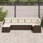 Preview: 7-teiliges Garten Sofa Set mit Kissen Braun Poly Rattan, 2-Sitzer Garten Sofa mit Kissen Braun Poly Rattan