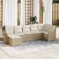 Preview: ARDEBO.de - 7-teiliges Garten Sofa Set mit Kissen Beige Poly Rattan, 2-Sitzer Garten Sofa mit Kissen Beige Poly Rattan