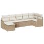 Preview: 7-teiliges Garten Sofa Set mit Kissen Beige Poly Rattan, 2-Sitzer Garten Sofa mit Kissen Beige Poly Rattan