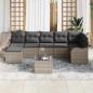 Preview: 7-teiliges Garten Sofaset mit Kissen Schwarzes Poly Rattan, 2-Sitzer Garten Sofa mit Kissen Graues Poly Rattan