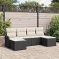 Preview: ARDEBO.de - 6-teilige Garten Sofa Set mit Kissen Schwarz Poly Rattan, 2-Sitzer Garten Sofa mit Kissen Schwarz Poly Rattan