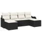 Preview: 6-teilige Garten Sofa Set mit Kissen Schwarz Poly Rattan, 2-Sitzer Garten Sofa mit Kissen Schwarz Poly Rattan