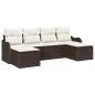 Preview: 6-teilige Garten Sofa Set mit Kissen Braun Poly Rattan, 2-Sitzer Garten Sofa mit Kissen Braun Poly Rattan