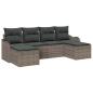Preview: 6-teiliges Garten Sofa Set mit Kissen Grau Poly Rattan, 2-Sitzer Garten Sofa mit Kissen Grau Poly Rattan