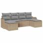 Preview: 6-teilige Garten Sofa Set mit Kissen Beige Poly Rattan, 2-Sitzer Garten Sofa mit Kissen Beige Poly Rattan