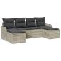 Preview: 6-teiliges Garten-Sofa-Set mit Kissen Hellgraues Poly-Rattan, 2-Sitzer Garten-Sofa mit Kissen Hellgraues Poly-Rattan