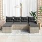 Preview: 6-teiliges Garten-Sofa-Set mit Kissen Hellgraues Poly-Rattan, 2-Sitzer Garten-Sofa mit Kissen Hellgraues Poly-Rattan