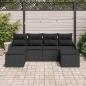 Preview: 6-teiliges Garten-Sofa-Set mit Kissen Schwarz Poly Rattan, 2-Sitzer Garten-Sofa mit Kissen Schwarz Poly Rattan