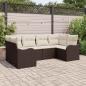 Preview: ARDEBO.de - 6-teiliges Garten Sofa Set mit Kissen Braun Poly Rattan, 2-Sitzer Garten Sofa mit Kissen Braun Poly Rattan