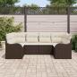 Preview: 6-teiliges Garten Sofa Set mit Kissen Braun Poly Rattan, 2-Sitzer Garten Sofa mit Kissen Braun Poly Rattan