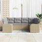 Preview: 6-teiliges Garten Sofa Set mit Kissen Beige Poly Rattan, 2-Sitzer Garten Sofa mit Kissen Beige Poly Rattan