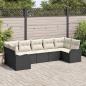 Preview: ARDEBO.de - 7-teiliges Garten-Sofa-Set mit Kissen aus schwarzem Poly-Rattan, 2-Sitzer Garten-Sofa mit Kissen aus schwarzem Poly-Rattan