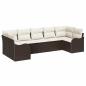 Preview: 7-teiliges Garten-Sofa-Set mit Kissen Braun Poly Rattan, 2-Sitzer Garten-Sofa mit Kissen Braun Poly Rattan