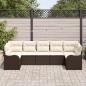 Preview: 7-teiliges Garten-Sofa-Set mit Kissen Braun Poly Rattan, 2-Sitzer Garten-Sofa mit Kissen Braun Poly Rattan