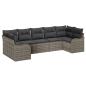 Preview: 7-teiliges Garten-Sofa Set mit Kissen Grau Poly Rattan, 2-Sitzer Garten-Sofa mit Kissen Grau Poly Rattan