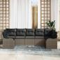 Preview: 7-teiliges Garten-Sofa Set mit Kissen Grau Poly Rattan, 2-Sitzer Garten-Sofa mit Kissen Grau Poly Rattan