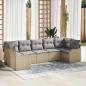 Preview: ARDEBO.de - 7-teiliges Garten Sofa Set mit Kissen Beige Poly Rattan, 2-Sitzer Garten Sofa mit Kissen Beige Poly Rattan