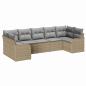Preview: 7-teiliges Garten Sofa Set mit Kissen Beige Poly Rattan, 2-Sitzer Garten Sofa mit Kissen Beige Poly Rattan