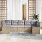 Preview: 7-teiliges Garten Sofa Set mit Kissen Beige Poly Rattan, 2-Sitzer Garten Sofa mit Kissen Beige Poly Rattan
