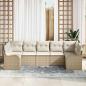 Preview: 7-teiliges Garten Sofa Set mit Kissen Beige Poly Rattan, 2-Sitzer Garten Sofa mit Kissen Beige Poly Rattan