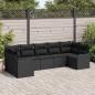 Preview: 7-teilige Garten-Sofa-Gruppe mit Kissen Schwarz Poly-Rattan, 2-Sitzer Garten-Sofa mit Kissen Schwarz Poly-Rattan