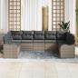 Preview: 9-teiliges Garten Sofa Set mit Kissen Grau Poly Rattan, 2-Sitzer Garten Sofa mit Kissen Grau Poly Rattan