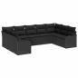 Preview: 9-teiliges Garten Sofa Set mit Kissen Schwarz Poly Rattan, 2-Sitzer Garten Sofa mit Kissen Schwarz Poly Rattan