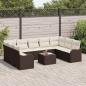 Preview: 9-teiliges Garten-Sofa-Set mit Kissen Grau Poly Rattan, 2-Sitzer Garten-Sofa mit Kissen Braun Poly Rattan